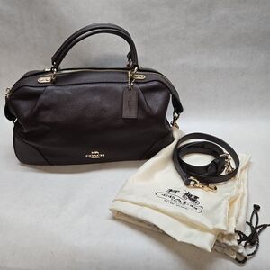 Coach Lane Pebbled Leather Satchel Brown Color